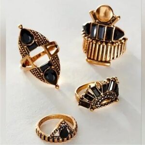 Free People Black and Gold Ring Collection